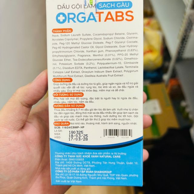 Dầu gội sạch g&agrave;u ORGATABS sản phẩm thảm thực