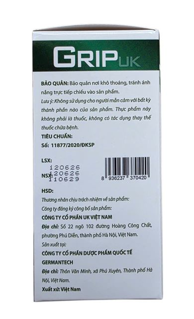 Hỗ trợ giải cảm lạnh Grip Uk Germantech H/100v