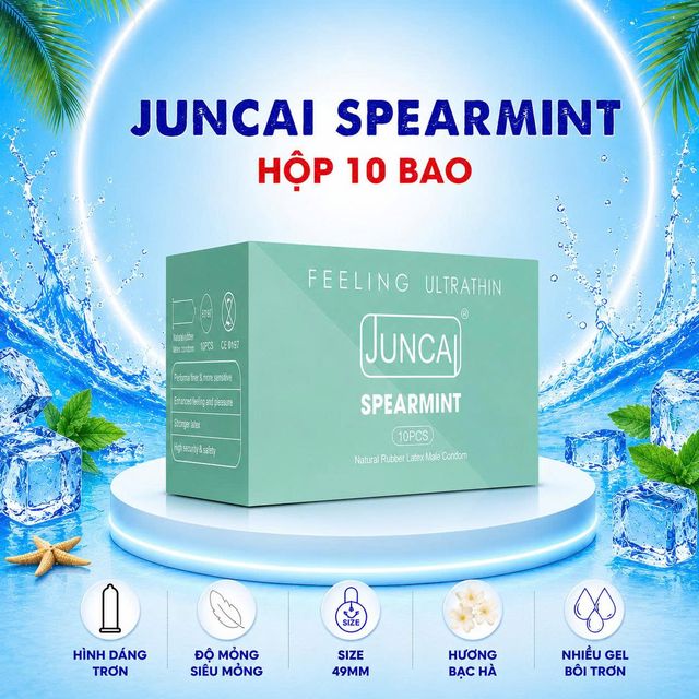 Bao cao su Juncai Spearmint si&ecirc;u mỏng 001, &ocirc;m s&aacute;t, hương bạc h&agrave;