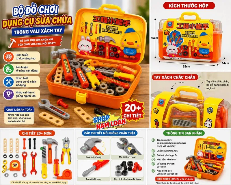 Hộp đồ chơi c&ocirc;ng cụ sửa hỗ trợ 7711
