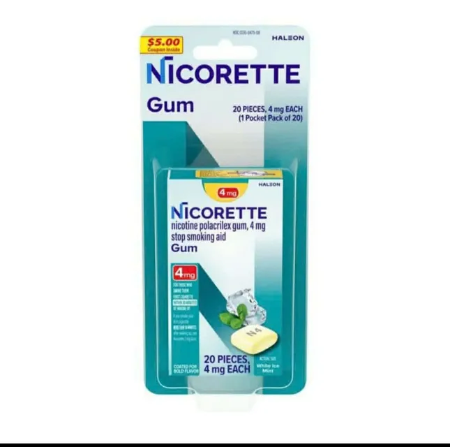 Kẹo cai sản phẩm hỗ trợ Nicorette Gum White Ice Mint 4mg 20 vi&ecirc;n