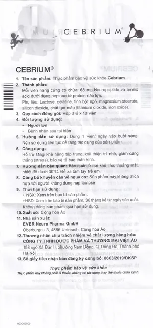 Vi&ecirc;n uống Cebrium hỗ trợ tăng khả năng tập trung