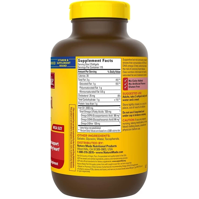 Dầu c&aacute; Omega 3 Nature Made Fish Oil