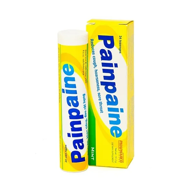 Vi&ecirc;n ngậm giảm ho Painpaine Mint xanh đỏ v&agrave;ng
