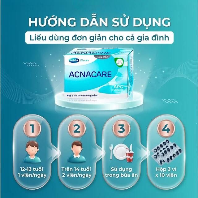 Vi&ecirc;n hỗ trợ l&agrave;m đẹp da Acnacare Mega