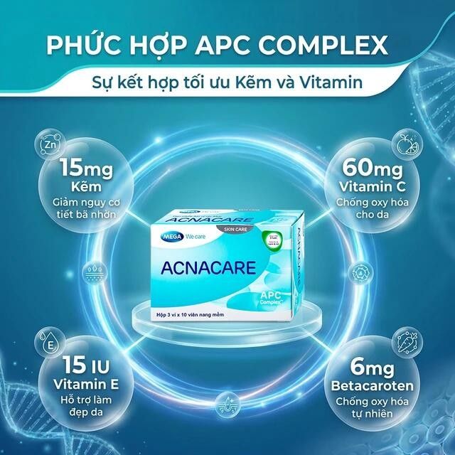 Vi&ecirc;n hỗ trợ l&agrave;m đẹp da Acnacare Mega