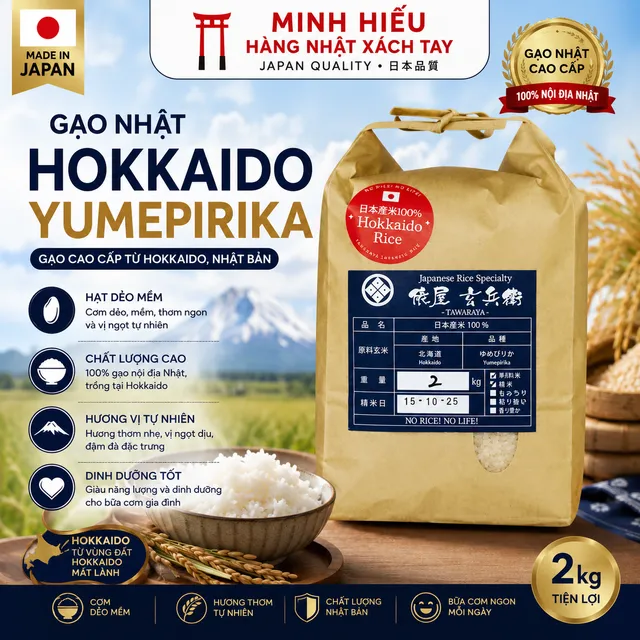 Gạo Yumepirika Hokkaido Nhật Bản