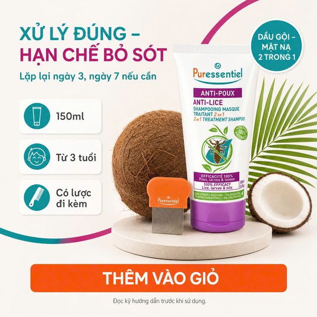 Dầu Gội Mặt Nạ Anti-Poux 2 Trong 1 150ml K&egrave;m Lược
