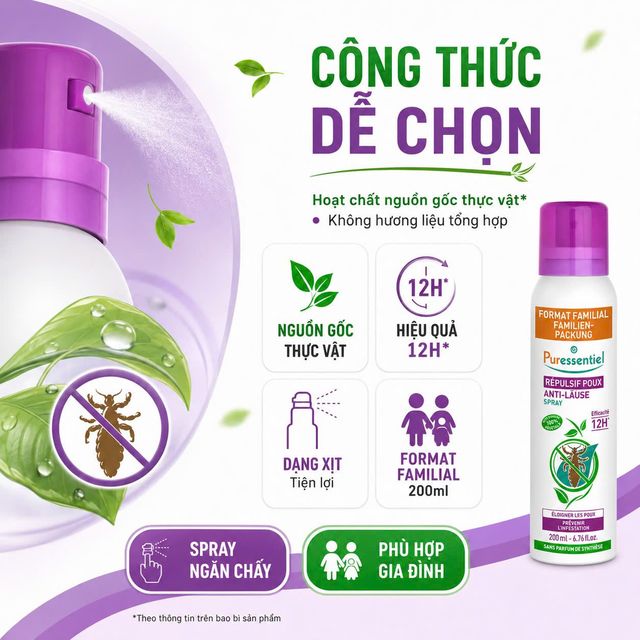 Xịt Ngừa Chấy Puressentiel R&eacute;pulsif Poux