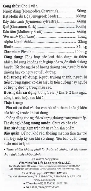Vi&ecirc;n uống ổn định đường huyết Blood Sugar Control