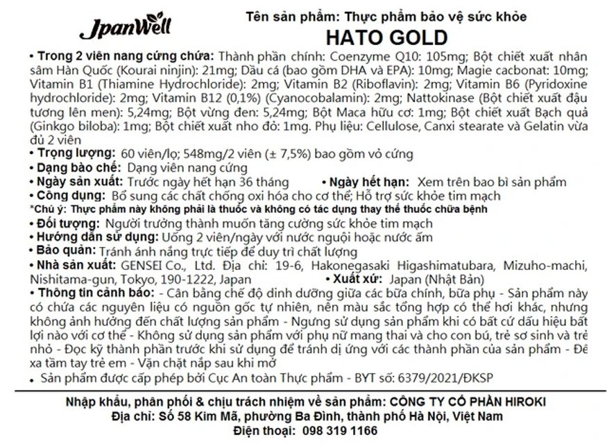 Vi&ecirc;n uống Hato Gold Jpanwell