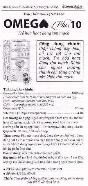 Omega Plus 10 Vitamins For Life