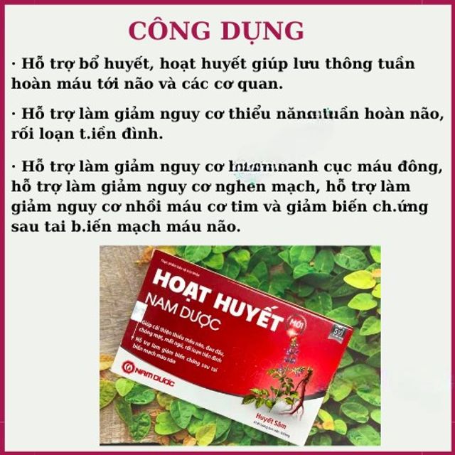 Hộp Vi&ecirc;n uống Hoạt huyết Nam Dược