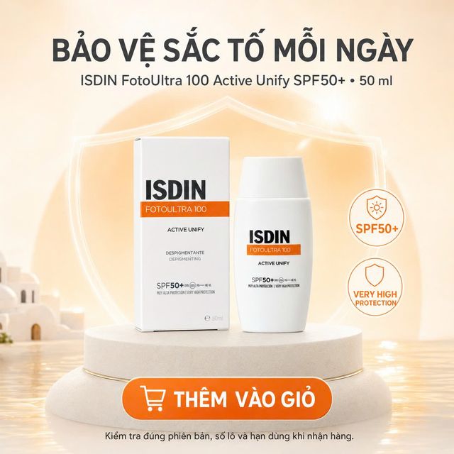 Kem Chống Nắng ISDIN Active Unify Color Fusion Fluid SPF 50+ 50ml