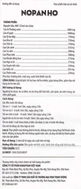 Siro Nopanho - Giảm đau r&aacute;t họng