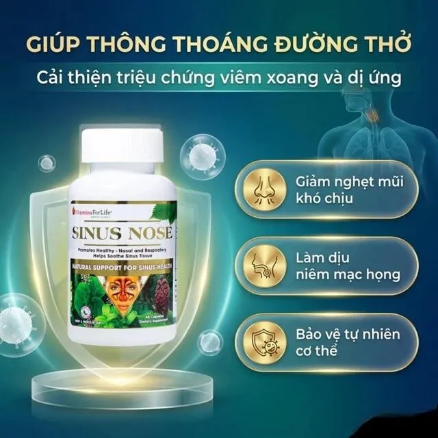 Vi&ecirc;n uống hỗ trợ đường h&ocirc; hấp Sinus Nose Vitamins For Life