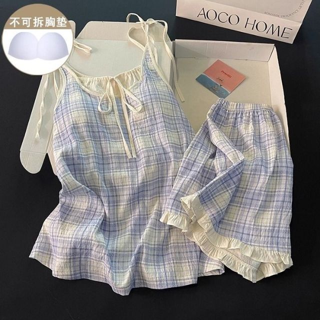 Bộ Đồ Ngủ Cotton Xanh Kẻ Sọc