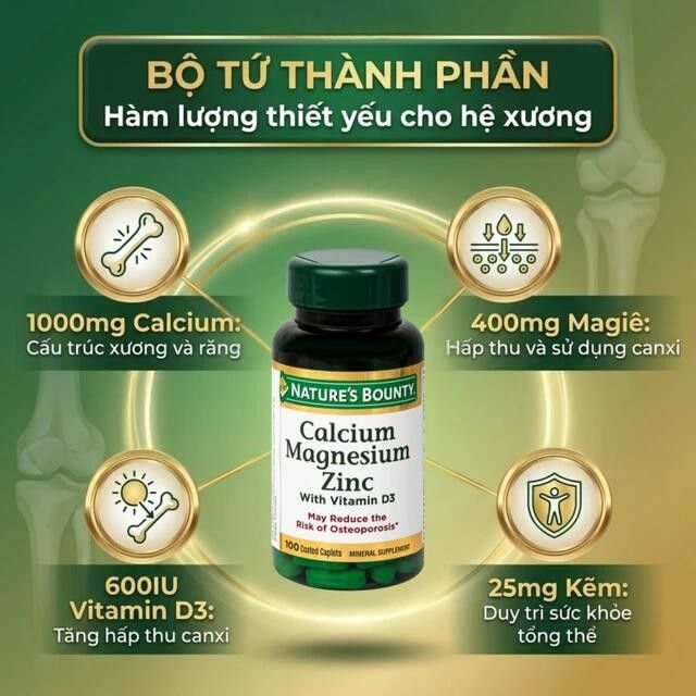Vi&ecirc;n uống Calcium Magnesium Zinc Nature's Bounty