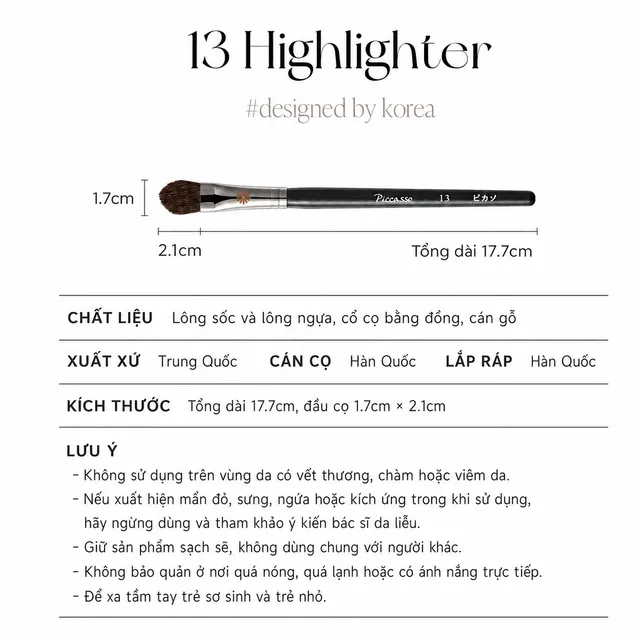 Cọ Trang Điểm Piccasso 13 Highlighter