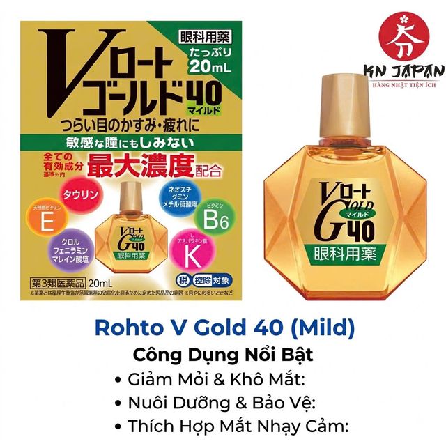sản phẩm hỗ trợ Nhỏ Mắt Rohto V Gold 40 Mild Nhật Bản