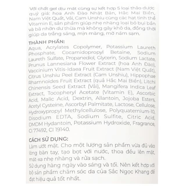 Sữa rửa mặt Sắc Ngọc Khang