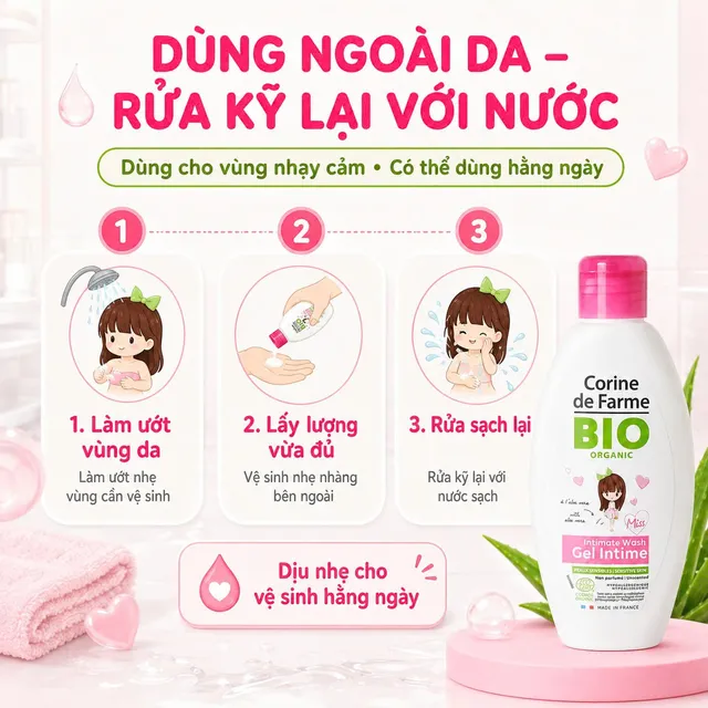 Đối tượng sử dụng Gel Vệ Sinh B&eacute; G&aacute;i Corine de Farme BIO Organic