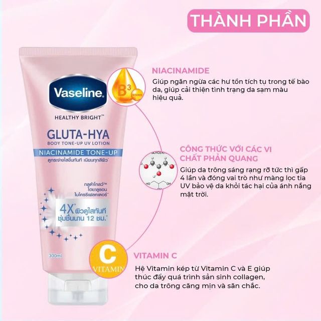 Sữa Dưỡng Thể Vaseline 4X Gluta-Hya Niacinamide Tone Up 300ml