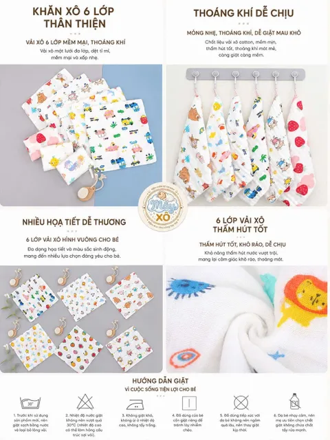 Khăn xô sữa 6 lớp lành tính cho bé