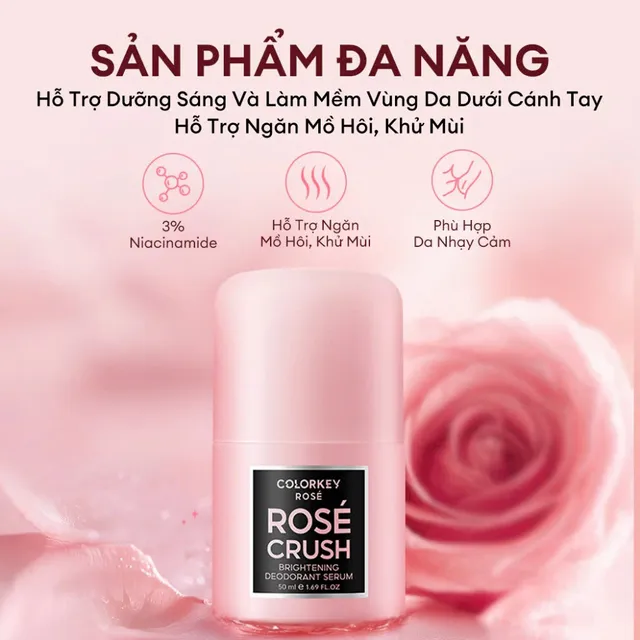 Lăn Khử M&ugrave;i COLORKEY Ros&eacute; Crush 50ml