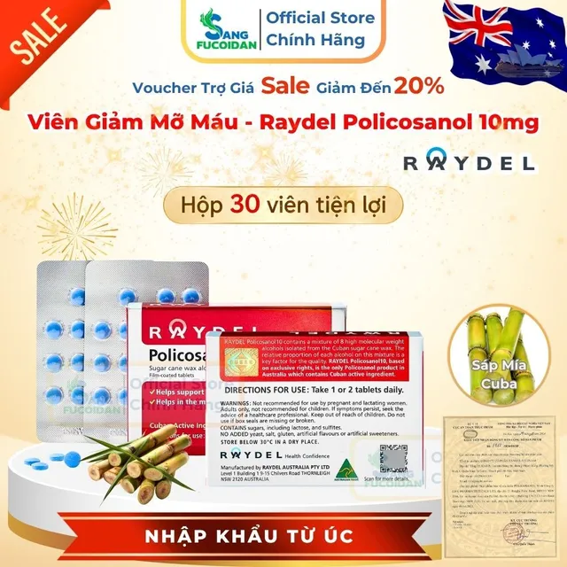 Vi&ecirc;n Giảm Mỡ M&aacute;u - Raydel Policosanol 10mg