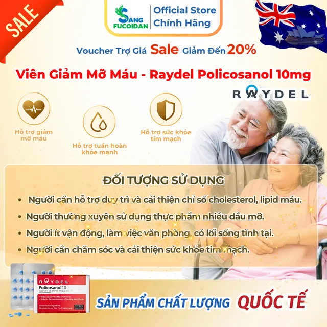 Vi&ecirc;n Giảm Mỡ M&aacute;u - Raydel Policosanol 10mg