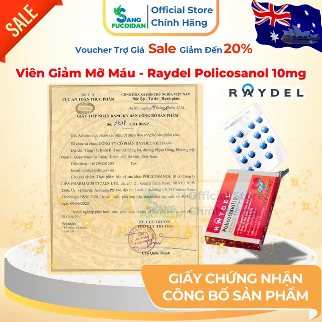 Vi&ecirc;n Giảm Mỡ M&aacute;u - Raydel Policosanol 10mg