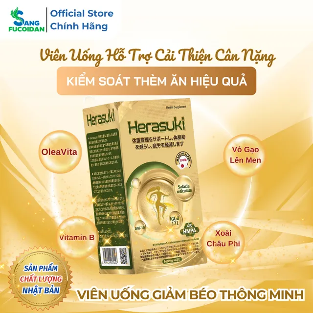 Herasuki Hộp 45 Vi&ecirc;n Uống Giảm B&eacute;o Th&ocirc;ng Minh