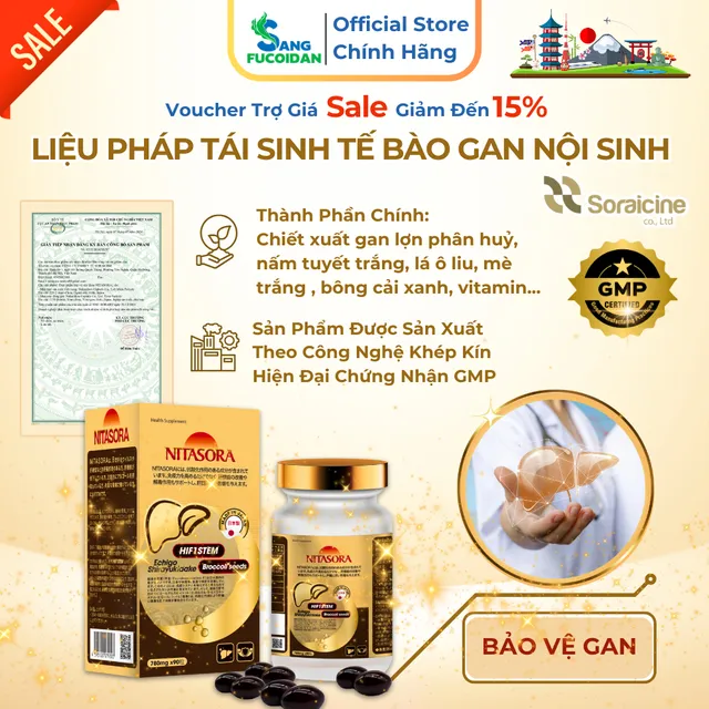 Nitasora Hộp 60 Vi&ecirc;n Liệu Ph&aacute;p T&aacute;i Sinh Tế B&agrave;o Gan Nội Sinh