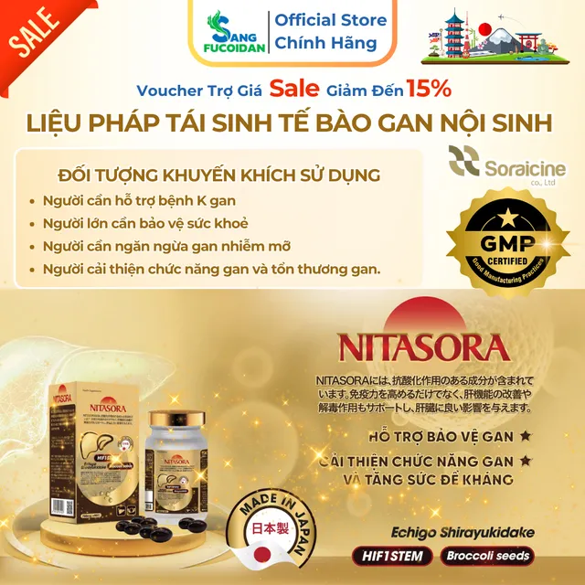 Nitasora Hộp 60 Vi&ecirc;n Liệu Ph&aacute;p T&aacute;i Sinh Tế B&agrave;o Gan Nội Sinh