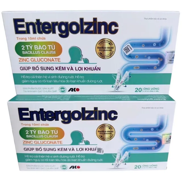 Men vi sinh Entergolzinc Akopha hộp 20 ống