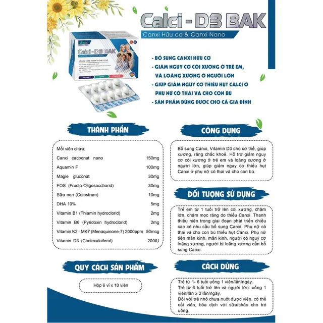 Vi&ecirc;n uống Calci - D3 BAK