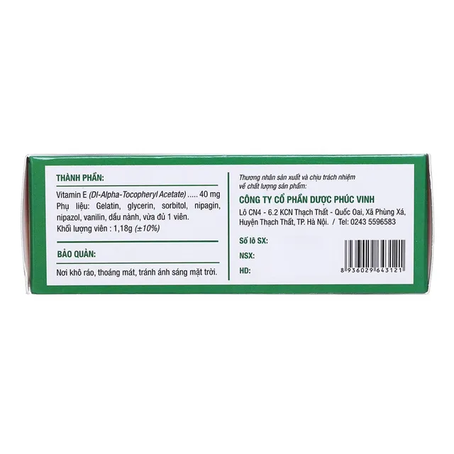 Vi&ecirc;n uống Vitamin E Gold PV Pharma