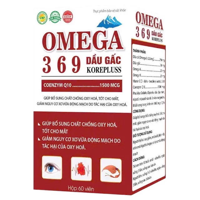 Vi&ecirc;n uống Omega 369 Dầu Gấc Korepluss - Chai 60 vi&ecirc;n