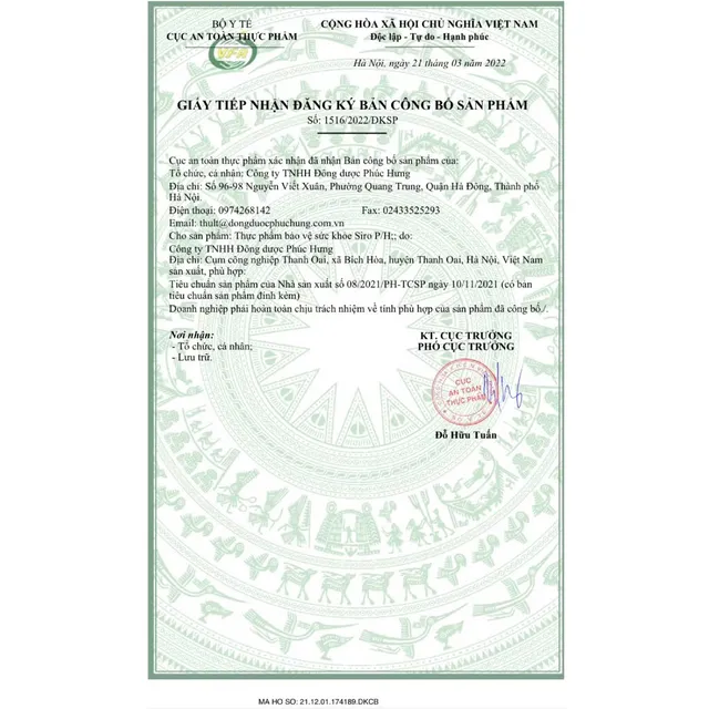 Siro Ho P/H (Chai 120ml)