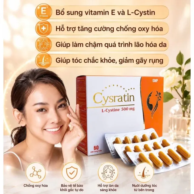 Vi&ecirc;n uống Cysratin L-Cystine 500mg