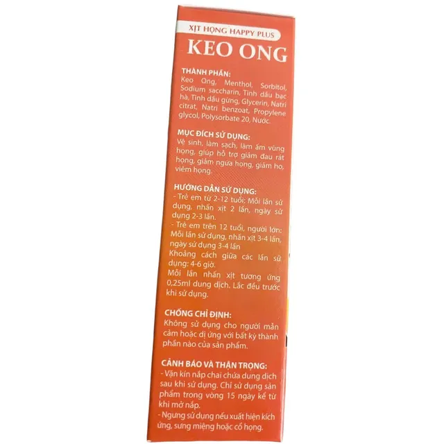 Xịt họng keo ong Happy Plus (Chai 30ml)