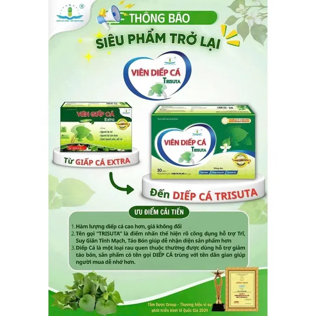 Vi&ecirc;n Diếp C&aacute; Trisuta T&acirc;m Dược