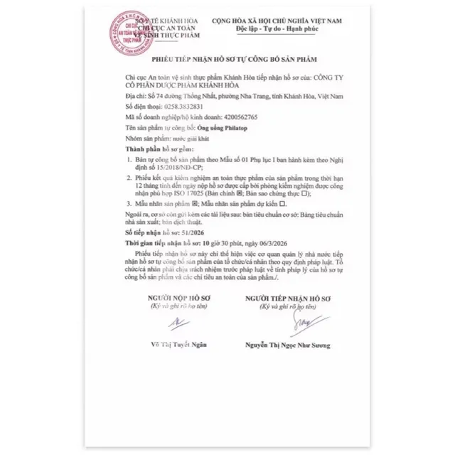 Ống uống Philatop Khapharco
