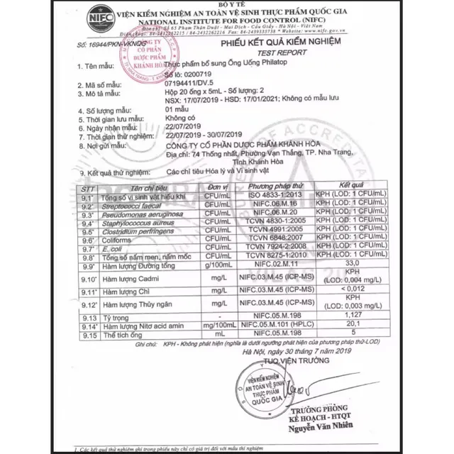 Ống uống Philatop Khapharco