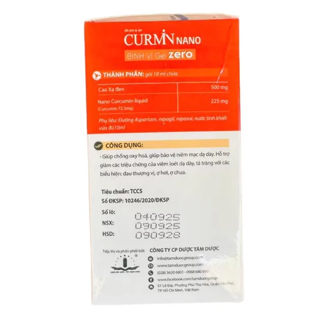 Hỗn dịch dạ d&agrave;y Curmin Nano B&igrave;nh Vị Gel Zero T&acirc;m Dược