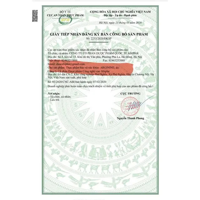 Vi&ecirc;n uống Arginine Abipha