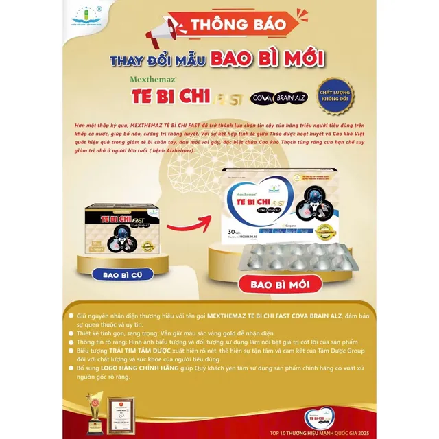 Vi&ecirc;n uống T&ecirc; B&igrave; Chi Fast Cova Brain Alz T&acirc;m Dược