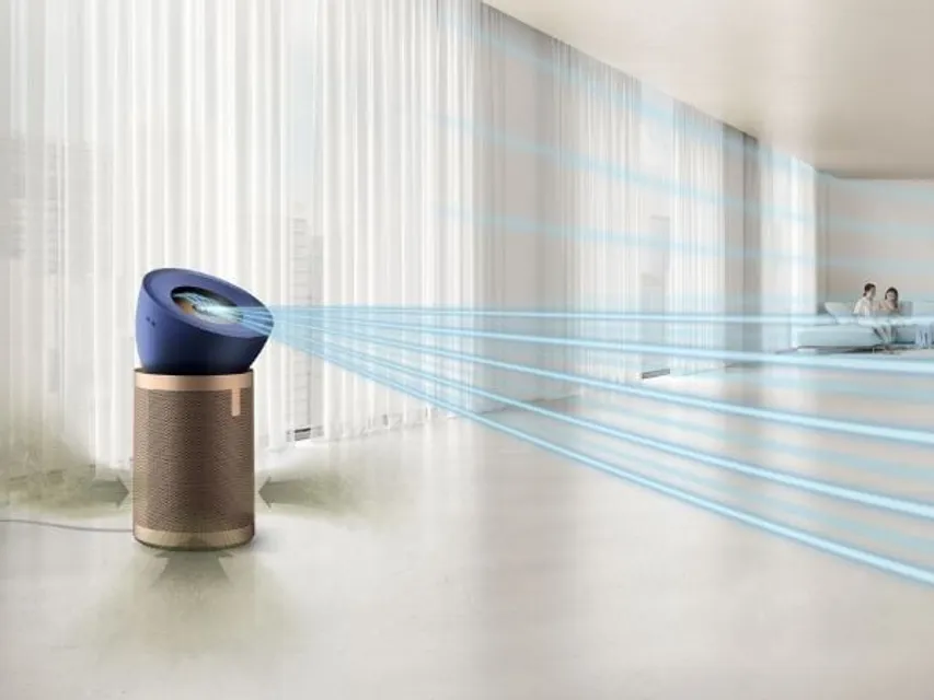 M&aacute;y lọc kh&ocirc;ng kh&iacute; Dyson BP04 với C&ocirc;ng nghệ Kh&iacute; động lực học h&igrave;nh n&oacute;n: Lọc sạch kh&ocirc;ng kh&iacute; trong phạm vi l&ecirc;n đến 100m2