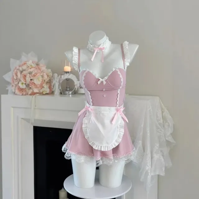 V&aacute;y Ngủ Cosplay Hầu G&aacute;i Maid N579 Hồng